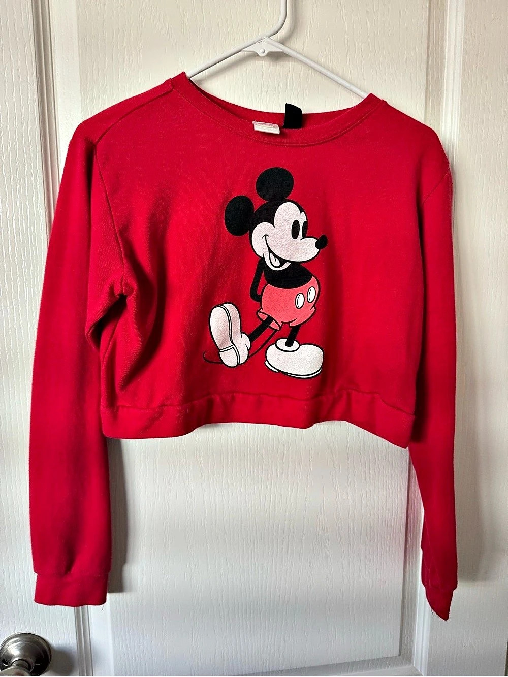 Disney Mickey Mouse Red Cropped Sweatshirt